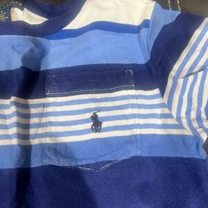 Boys polo t-shirt blue & white stripes
